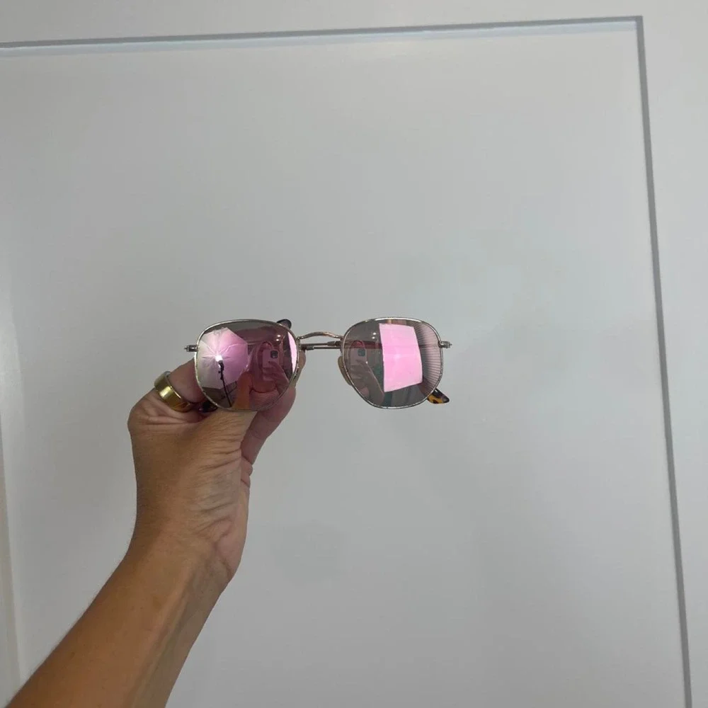 Ray-Ban Gold Mirrored Hexagonal Sunglasses